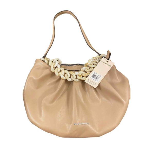 $158‎ Max Studio Shoulder Bag Tan Link Tortoise Beach Travel Vacation Summer NEW - Picture 1 of 10